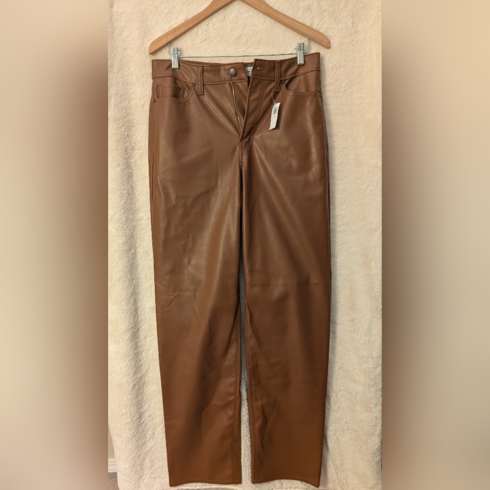 Old Navy Faux Leather OG Loose Pants | High Rise Brown Vegan Leather | 10 Tall